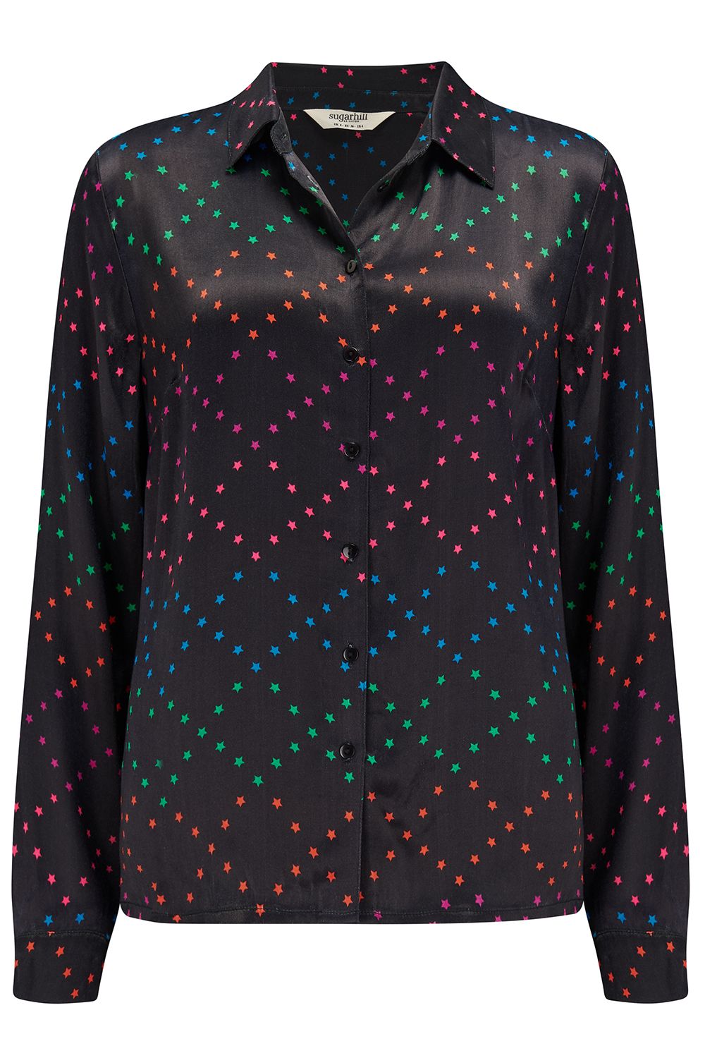 Sugarhill Brighton Alora Shirt - Black, Rainbow Star Lattice