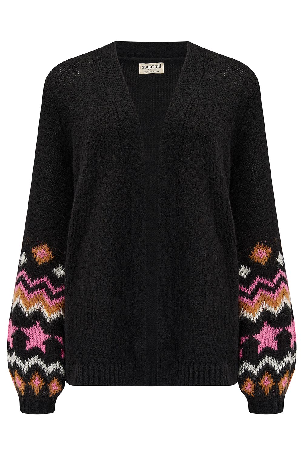 Sugarhill Brighton Yvette Cardigan - Black, Fairisle Sleeve