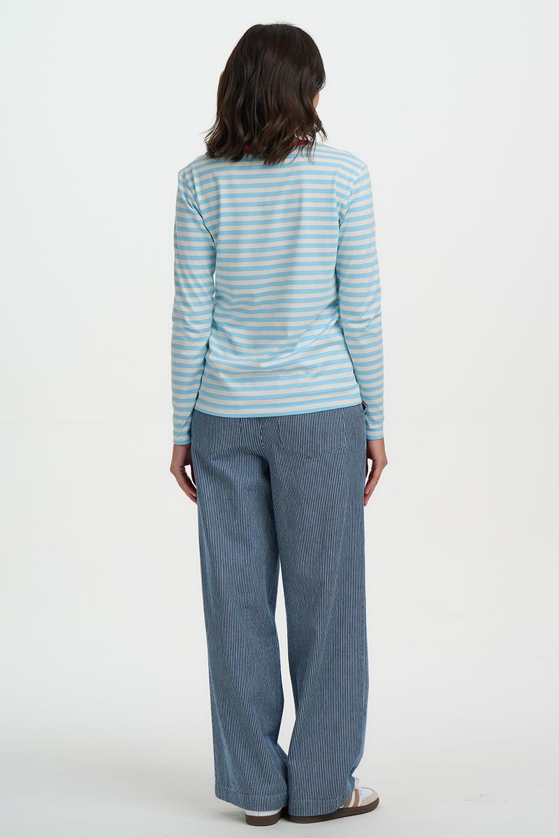 Sugarhill Brighton Brunswick Jersey Top - Off White/Blue, Coffee Cup