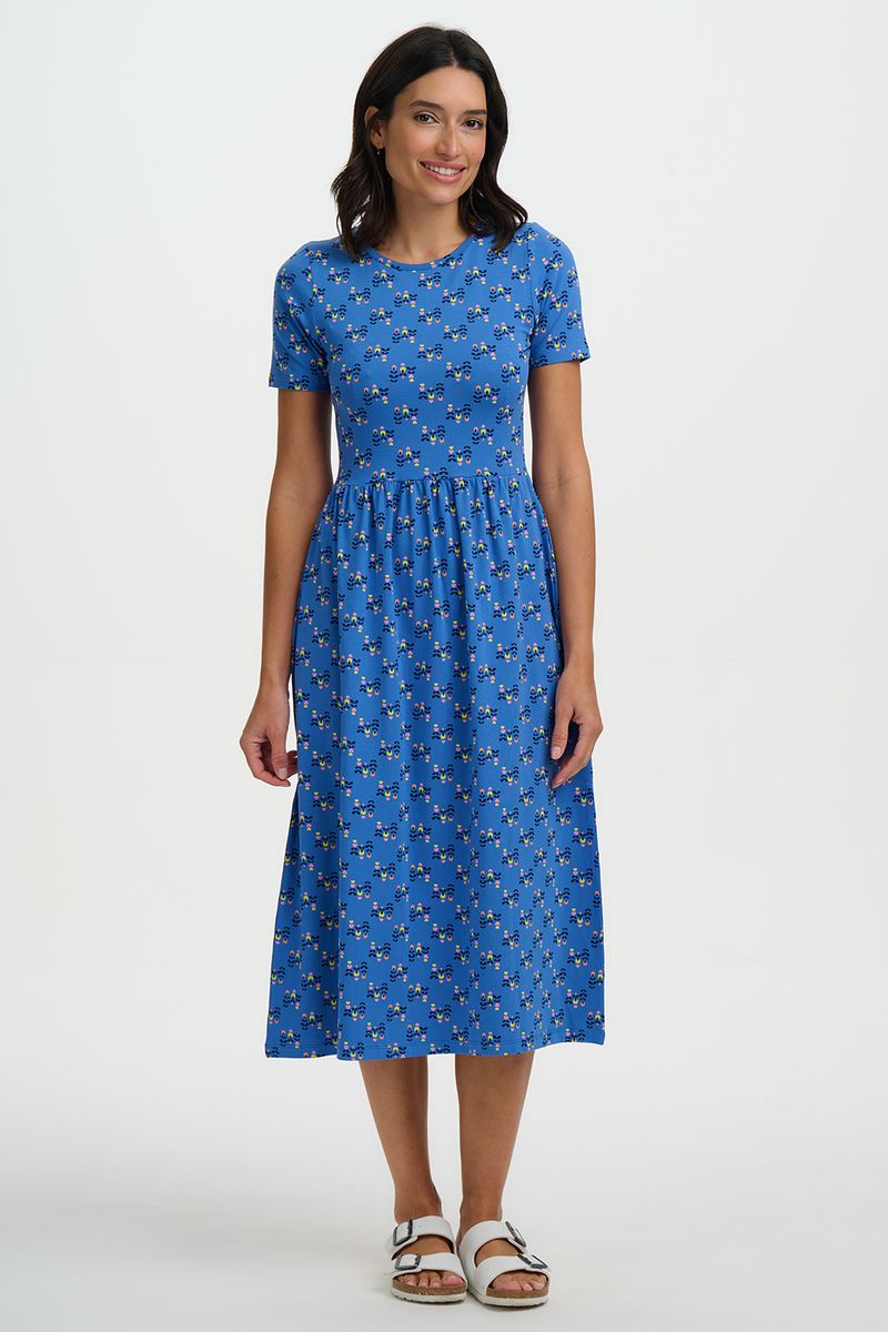Sugarhill Brighton Sofia Jersey Midi Dress - Blue, Folklore Twist
