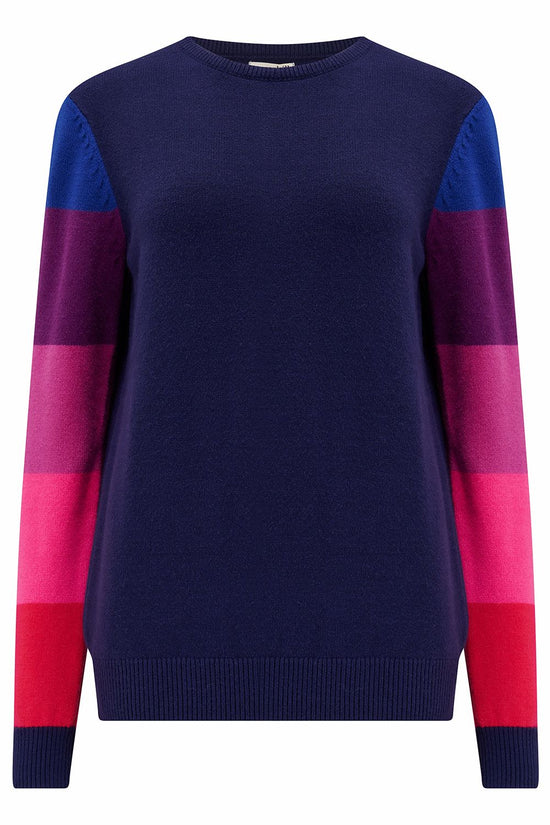 Sugarhill Brighton Stacey Jumper - Navy, Colour Block Sleeve