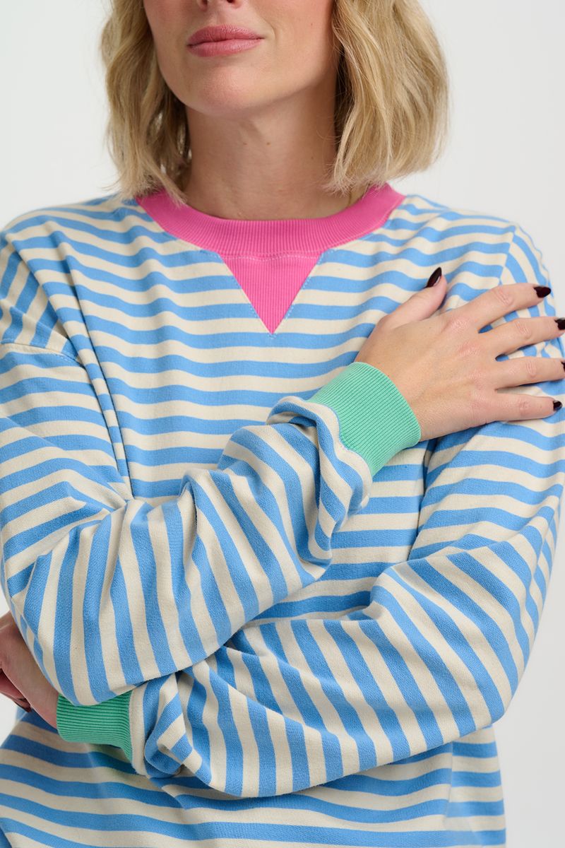 Sugarhill Brighton Lucia Sweatshirt - Off White/Blue/Pink, Stripes