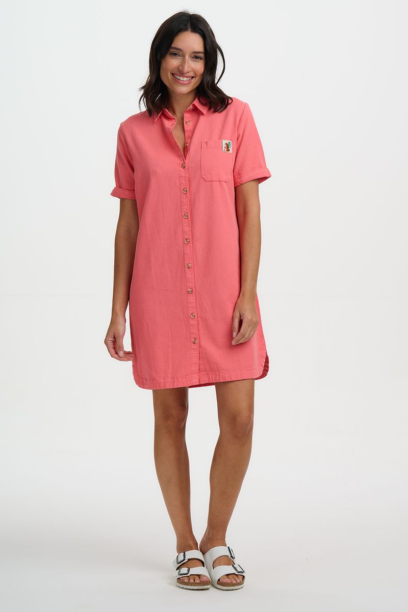 Sugarhill Brighton  Zoe Mini Shirt Dress - Coral