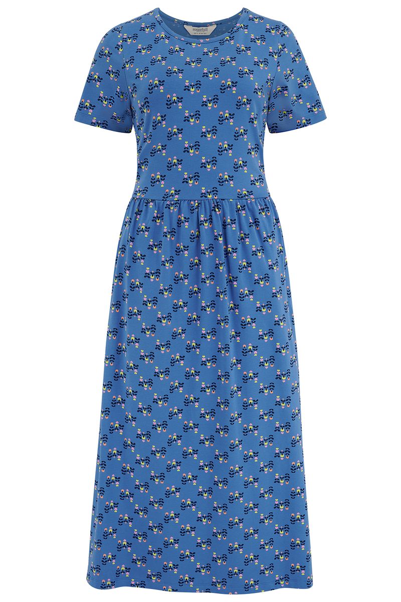 Sugarhill Brighton Sofia Jersey Midi Dress - Blue, Folklore Twist