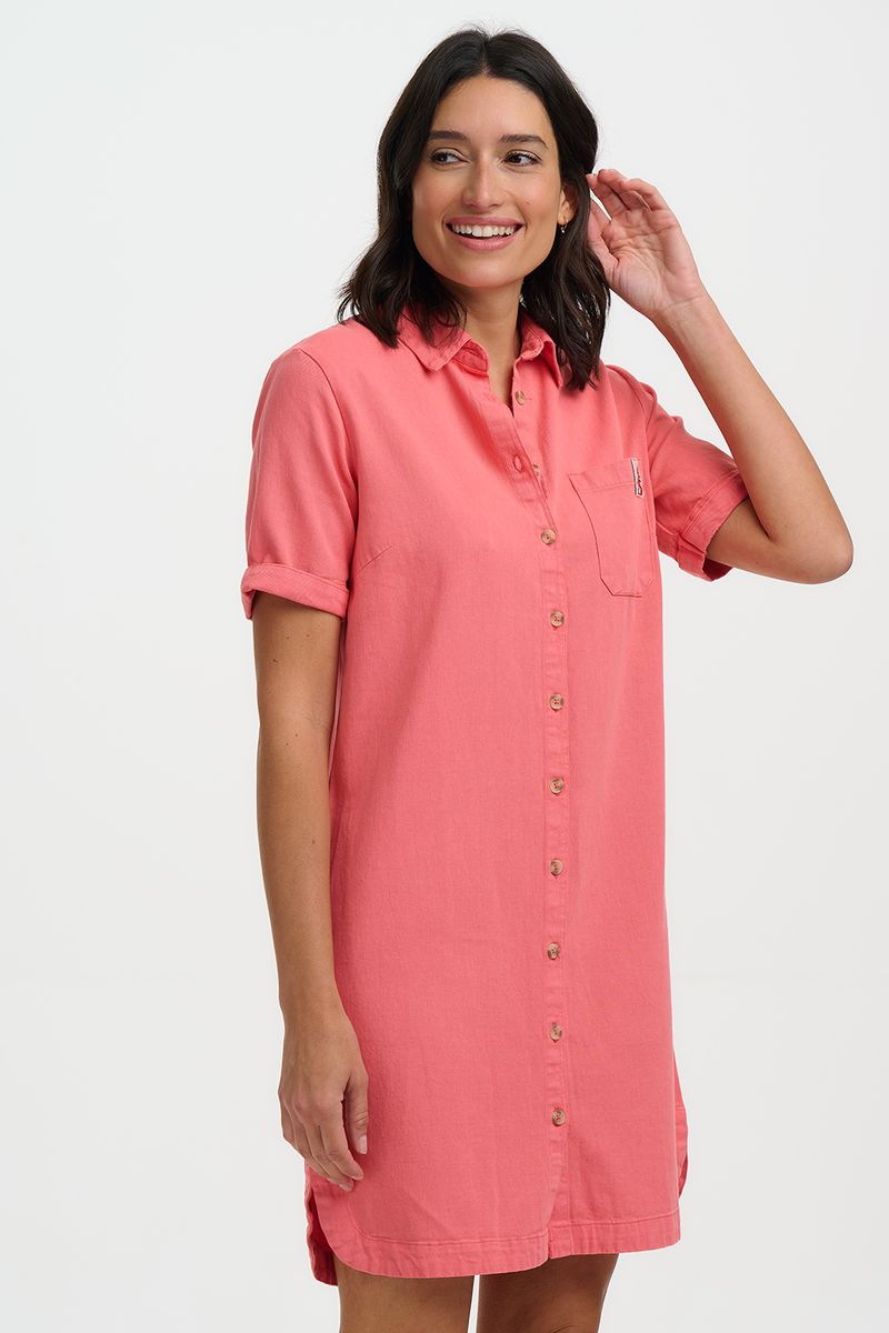 Sugarhill Brighton  Zoe Mini Shirt Dress - Coral