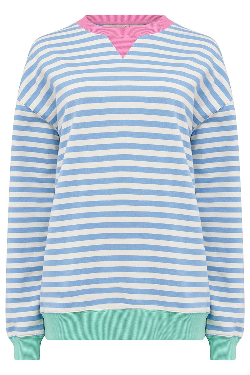 Sugarhill Brighton Lucia Sweatshirt - Off White/Blue/Pink, Stripes