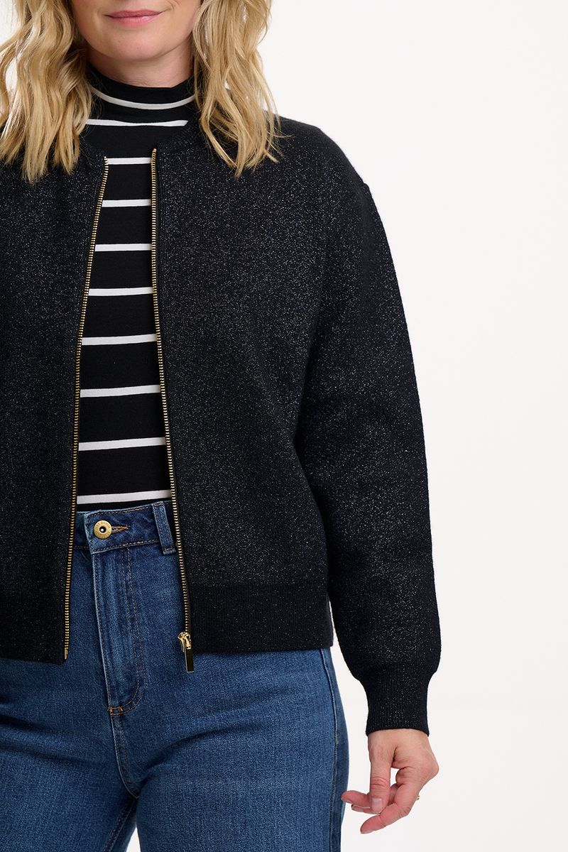 Sugarhill Brighton Solana Bomber Jacket - Black Sparkle