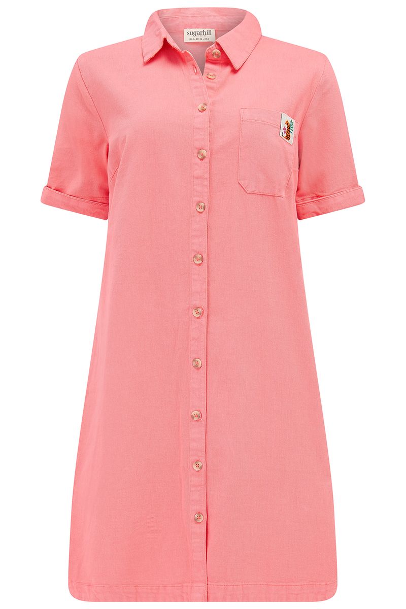 Sugarhill Brighton  Zoe Mini Shirt Dress - Coral