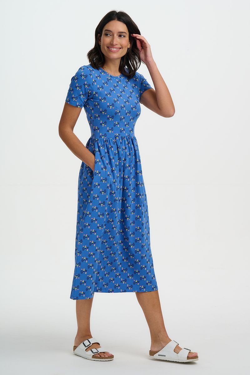 Sugarhill Brighton Sofia Jersey Midi Dress - Blue, Folklore Twist