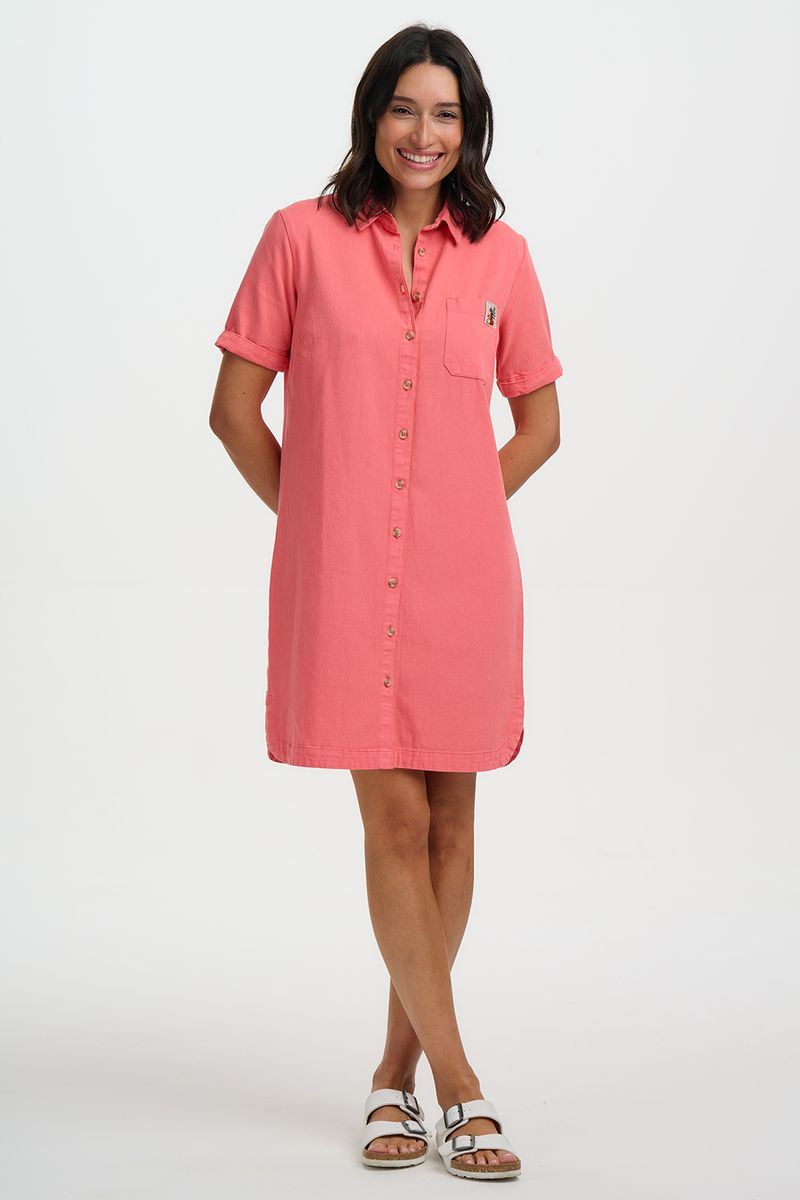 Sugarhill Brighton  Zoe Mini Shirt Dress - Coral
