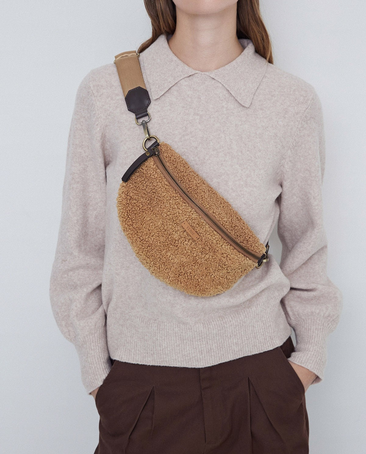 Yerse KNIT POLO-NECK SWEATER LIGHT BEIGE